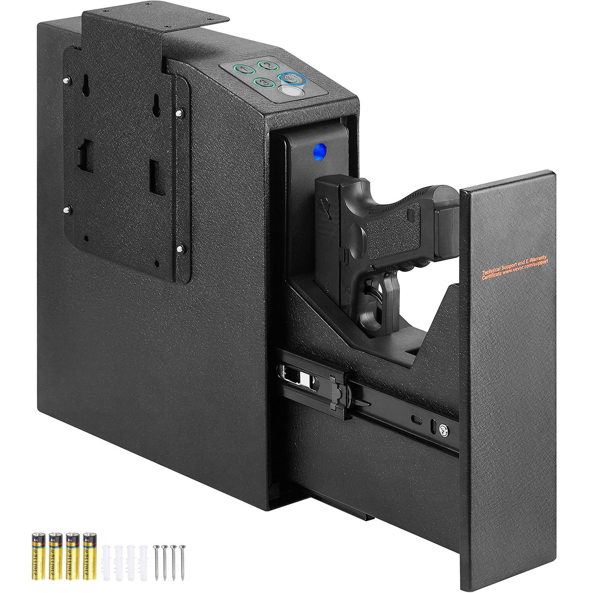 Mounted Gun Safe for Pistols Biometric Gun Safe 3 Access Ways 1 Pistol