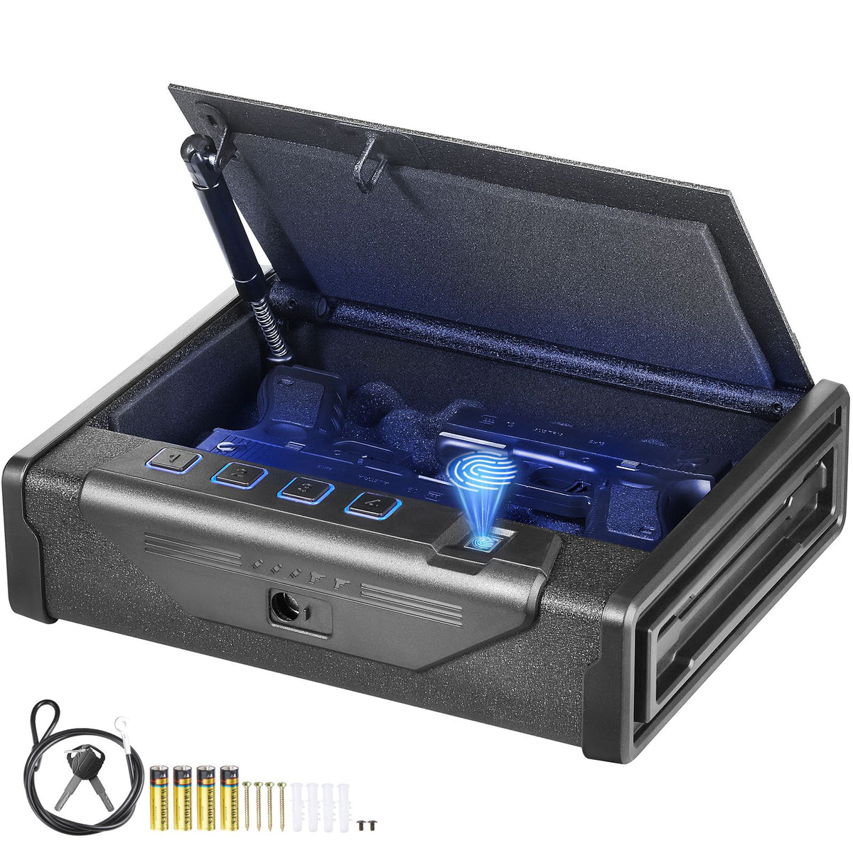 Gun Safe for Pistols Biometric Gun Safe with 3 Access Ways for 2 Pistols