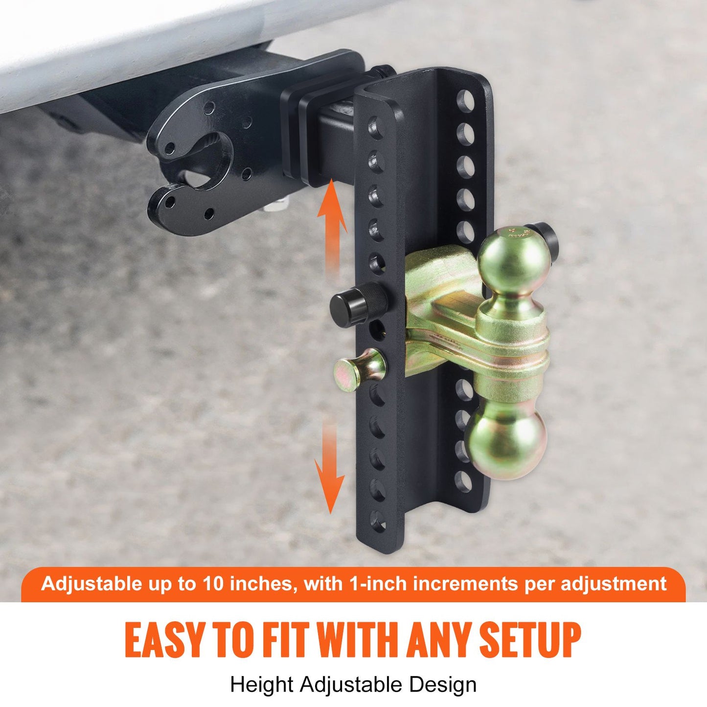 VEVOR Adjustable Trailer Hitch, 25.4 cm Drop & 21.59 cm Rise Hitch Ball Mount with 5.08 cm Receiver, Solid Tube, 6350 kgs GTW, 5.08 cm & 5.08-0.79 cm 45# Steel Tow Balls with Key Lock for Truck Towing