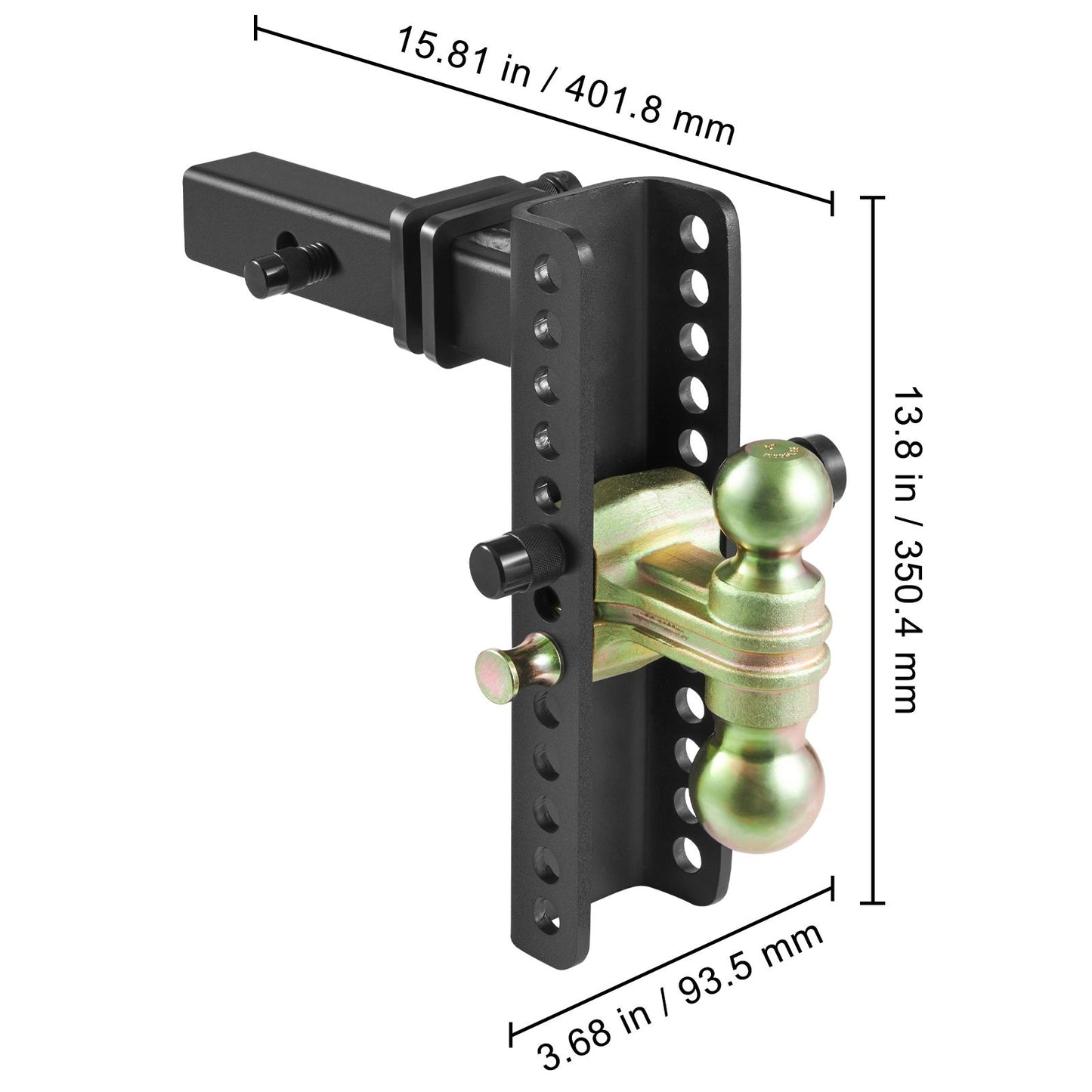 VEVOR Adjustable Trailer Hitch, 25.4 cm Drop & 21.59 cm Rise Hitch Ball Mount with 5.08 cm Receiver, Solid Tube, 6350 kgs GTW, 5.08 cm & 5.08-0.79 cm 45# Steel Tow Balls with Key Lock for Truck Towing