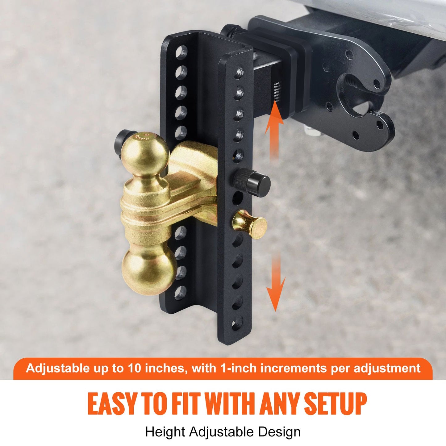 VEVOR Adjustable Trailer Hitch, 25 cm Drop & 21.59 cm Rise Hitch Ball Mount with 6.35 cm Receiver Solid Tube, 6577 kgs GTW, 5.08 cm & 5.08-0.79 cm 45# Steel Tow Balls with Key Lock for Truck Towing