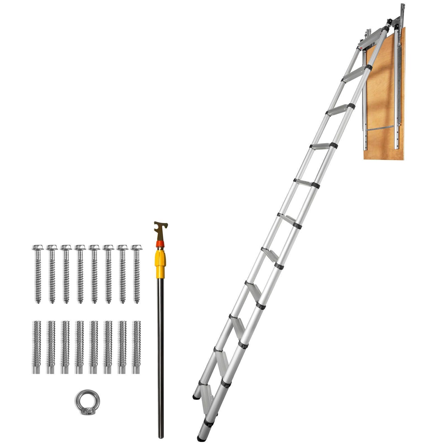 VEVOR Attic Ladder Telescoping, 158.76kg Capacity, 100cm x 59.94cm,Multi-Purpose Aluminium Extension, Lightweight and Portable,Fits298.7cm-320.04cmCeilingHeights,Convenient Access to Your Attic Standa