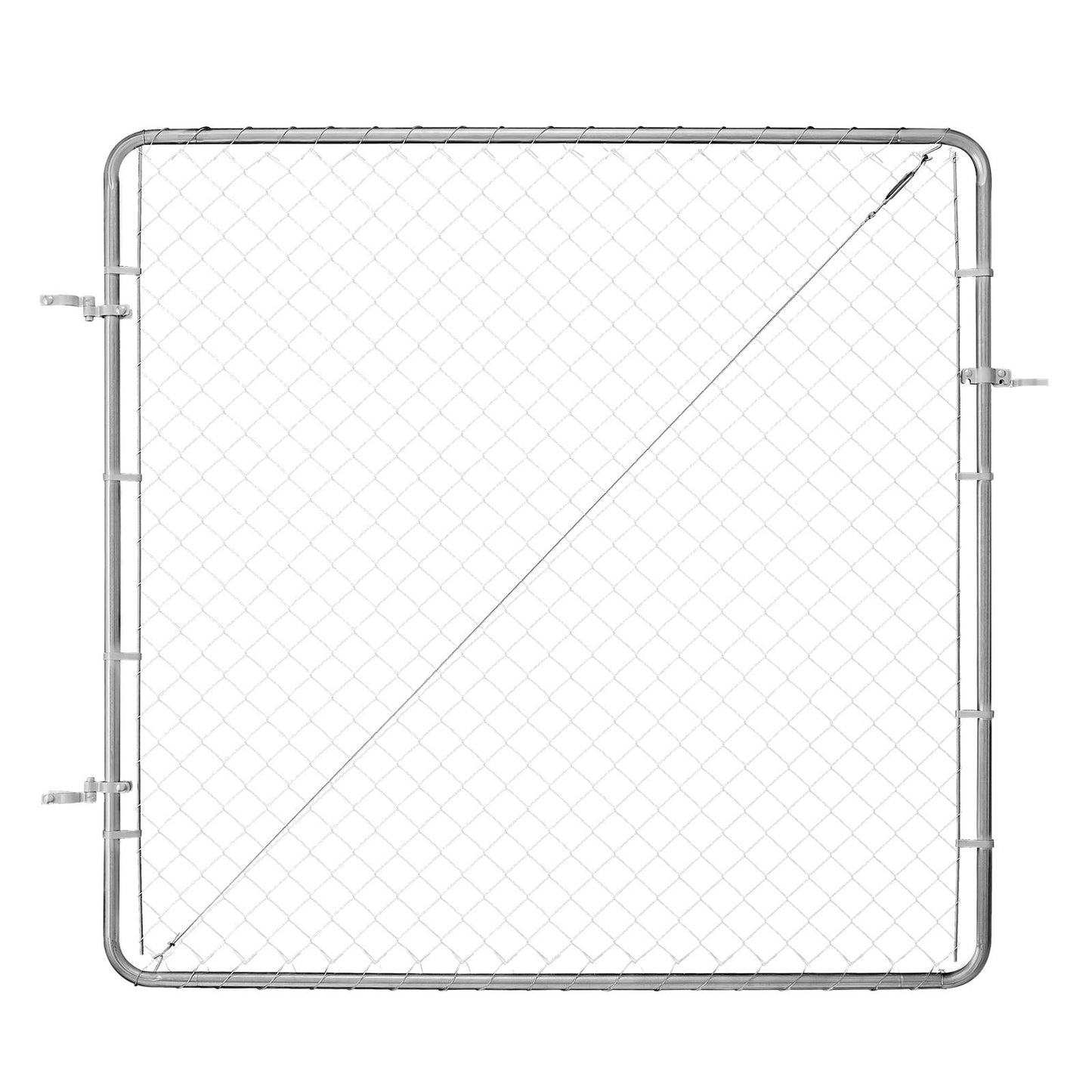 VEVOR Chain Link Fence Gate, 70 x 72 in, Adjustable Chain Link Fence Panel, Fit 3 ft (W) x 4 ft (H) Garden Fence Gate Opening, Rust-Resistant Galvanized Fencing Gate for Farm Posts Not Included