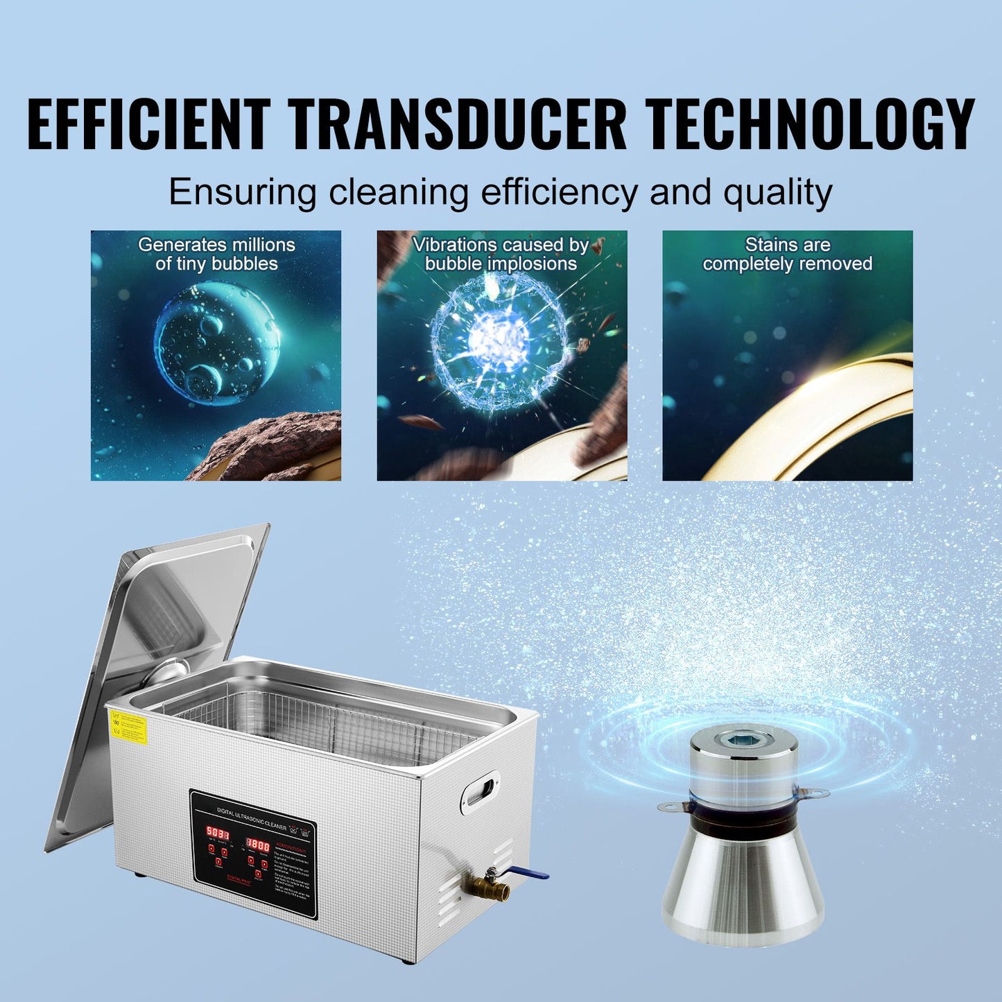 VEVOR 22L Ultrasonic Cleaner with Timer Heating Machine Digital Sonic Cleaner