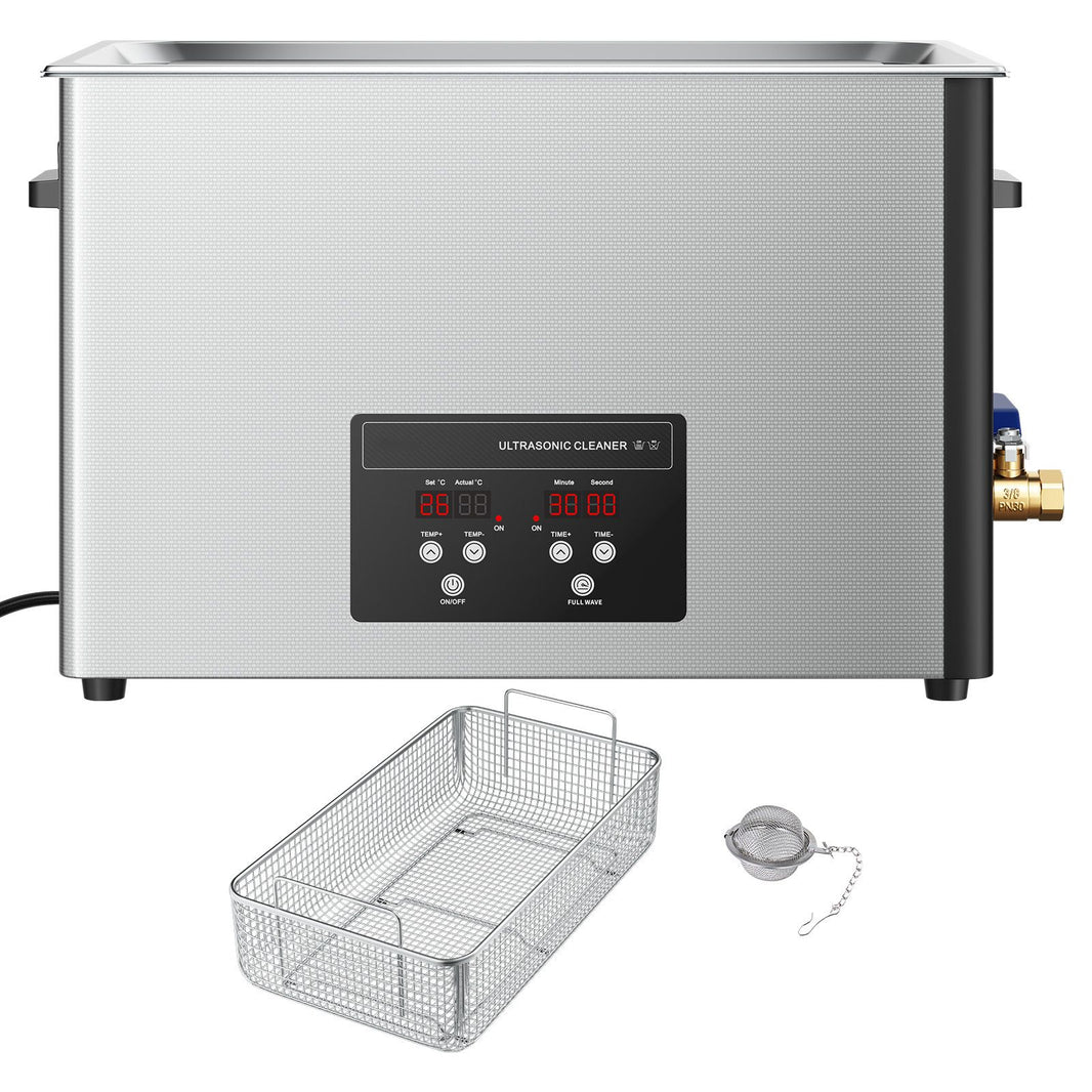 VEVOR 30L Ultrasonic Cleaner, Professional Ultrasonic Cleaner Machine with Cleaning Basket & Digital Display, 480W Stainless Steel 40kHz Industrial Cleaning Machine for Parts, Carburetors, Instruments