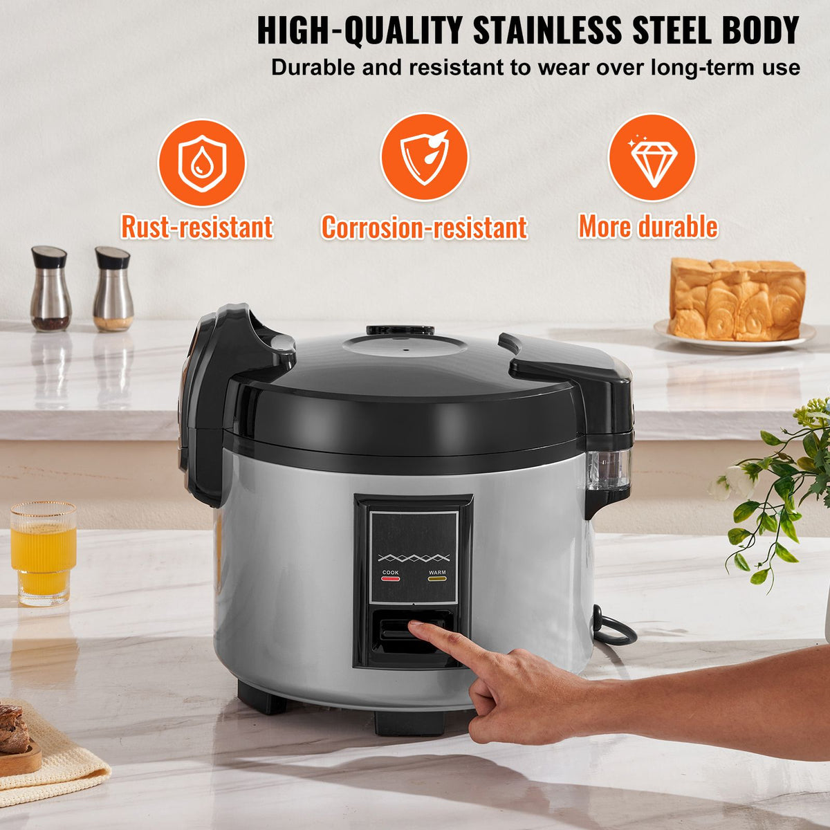VEVOR Commercial Rice Cooker 60-Cup Non-Stick Pot 13L 12H Keep Warm Restaurant