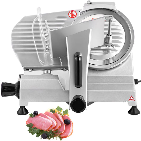 VEVOR Commercial Meat Slicer, 200W Electric Deli Food Slicer, 350-400RPM Meat Slicer with 8" Carbon Steel Blade, 0 - 0.47 inch Adjustable Thickness Electric Meat Slicer for Home and Commercial Use