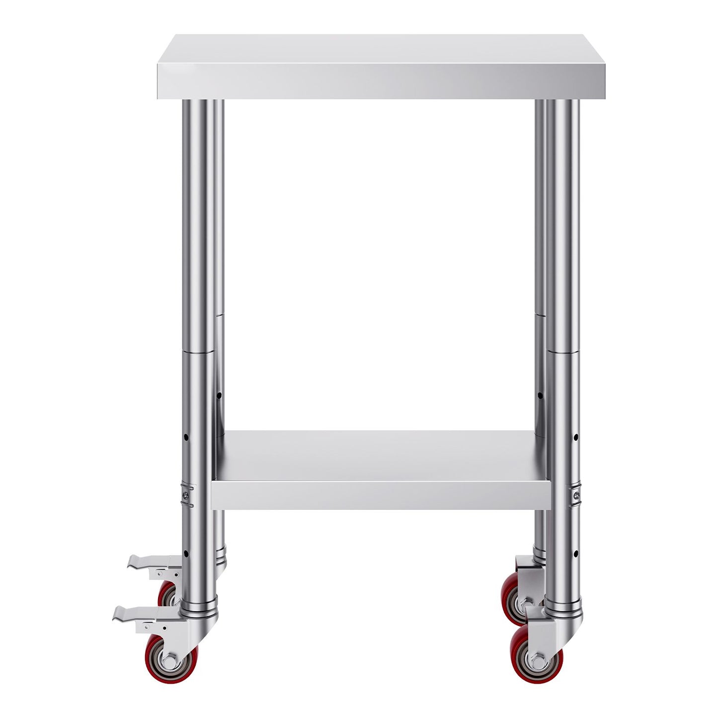 VEVOR Stainless Steel Work Table with Wheels 24 x 12 x 32 Inch Prep Table with 4 Casters Heavy Duty Work Table for Commercial Kitchen Restaurant Business