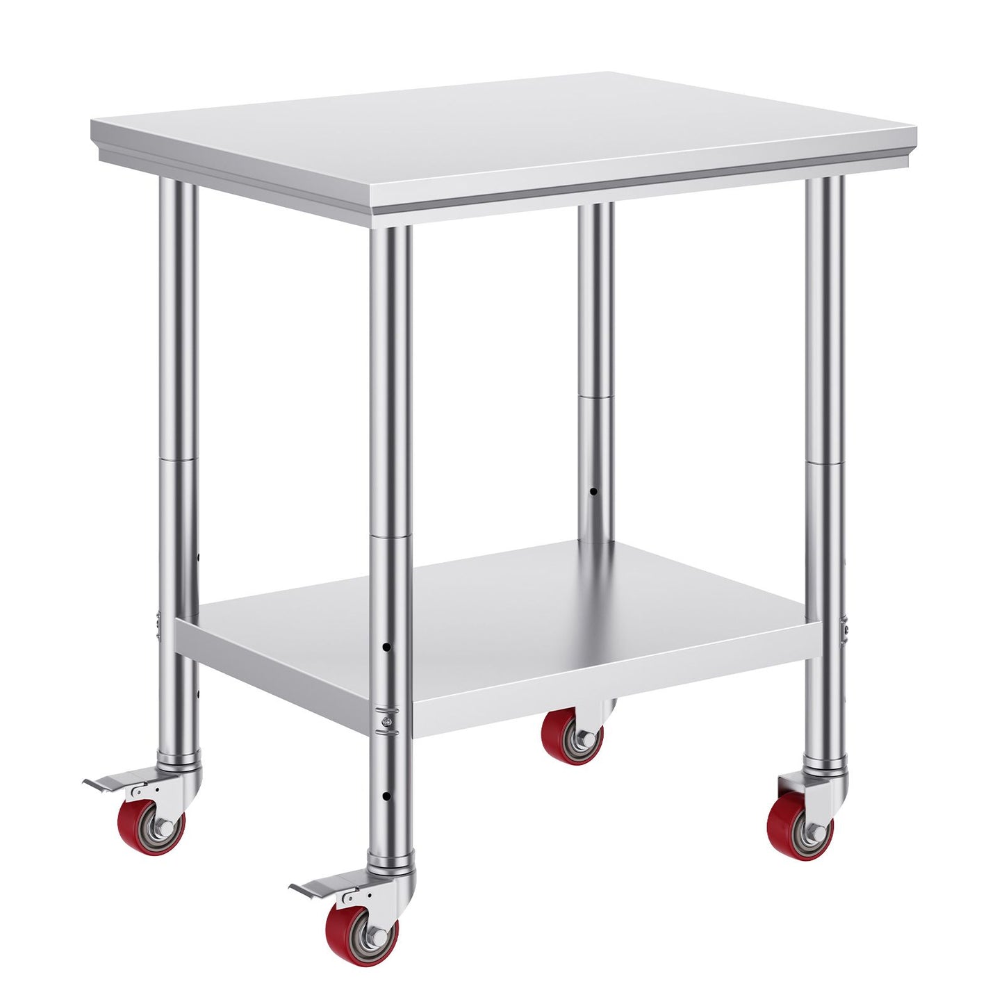 VEVOR Stainless Steel Work Table with Wheels 24 x 30 Prep Table with casters Heavy Duty Work Table for Commercial Kitchen Restaurant Business (24 x 30 x 33.8 Inch)