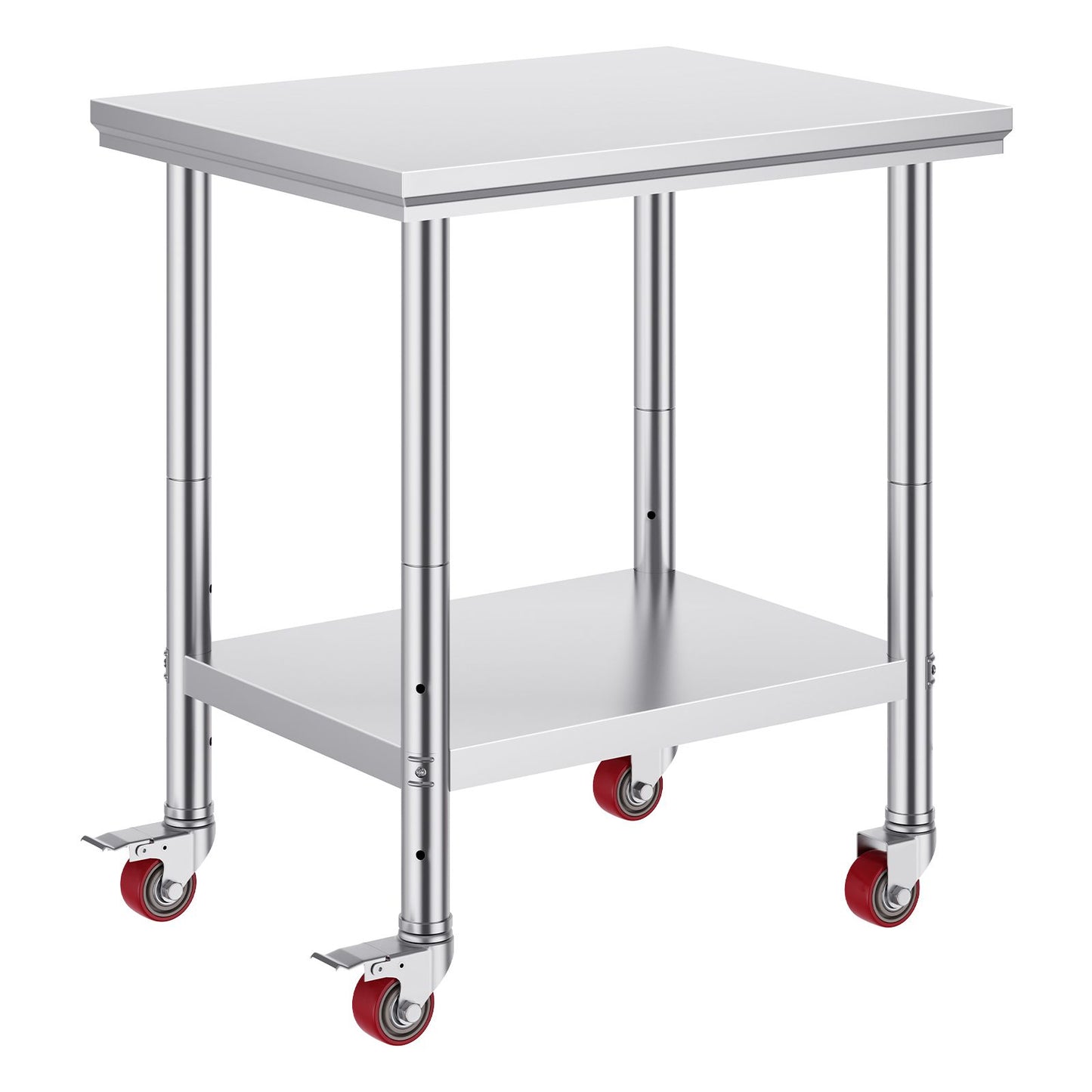 VEVOR Stainless Steel Work Table with Wheels 24 x 30 Prep Table with casters Heavy Duty Work Table for Commercial Kitchen Restaurant Business (24 x 30 x 33.8 Inch)