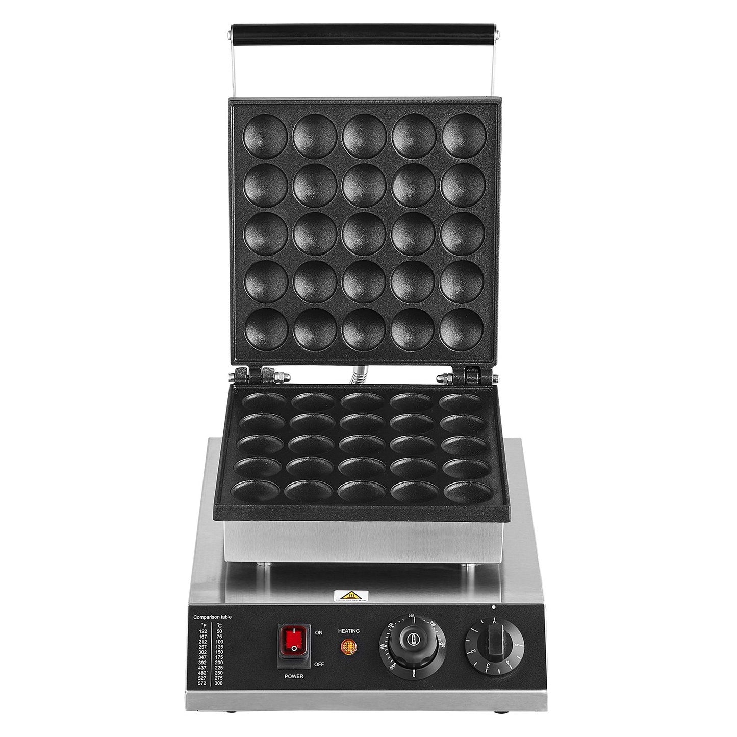 VEVOR Mini Dutch Pancake Maker, 25PCS 43mm Diameter Dorayaki Baker Machine, 1700W Commercial Electric Poffertjes Grill, Non-stick Stainless Steel, Temp & Time Control, for Home Kitchen Restaurant
