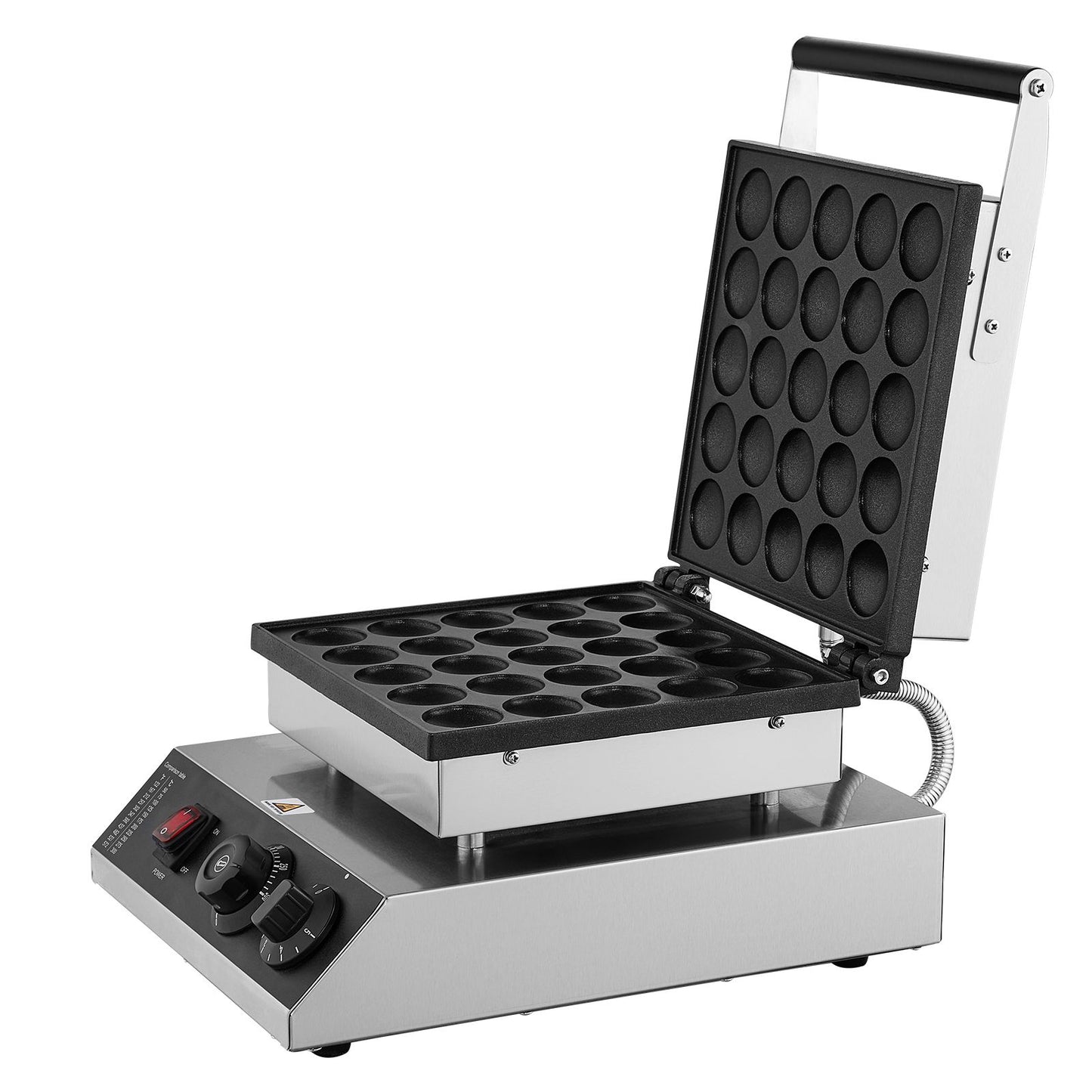 VEVOR Mini Dutch Pancake Maker, 25PCS 43mm Diameter Dorayaki Baker Machine, 1700W Commercial Electric Poffertjes Grill, Non-stick Stainless Steel, Temp & Time Control, for Home Kitchen Restaurant