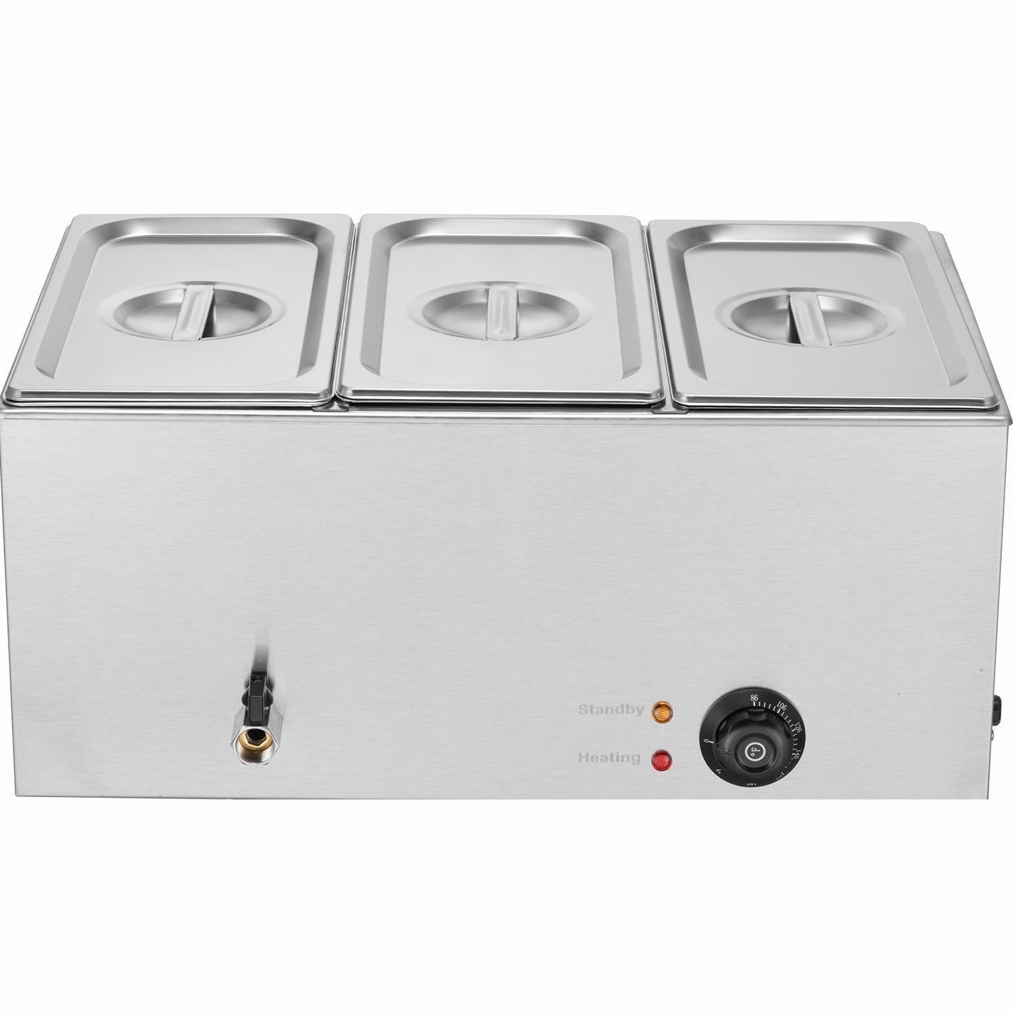 VEVOR 3-Pan Commercial Food Warmer, 16.5L Electric Steam Table, 1200W Professional Countertop Stainless Steel Buffet Bain Marie with 30 - 85℃ Temp Control for Catering and Restaurants, Silver