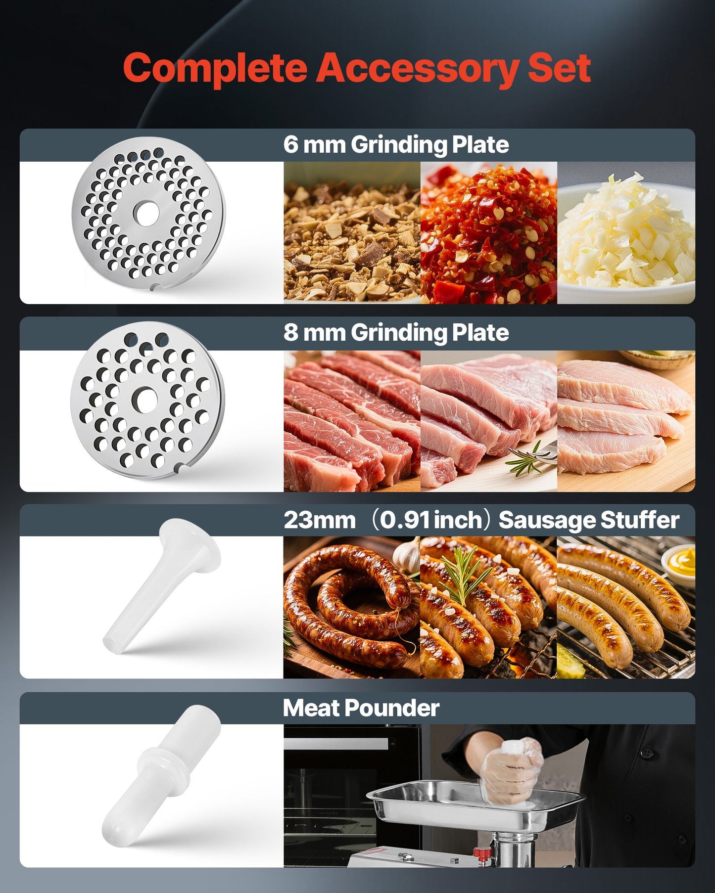 VEVOR Commercial Electric Meat Grinder 9.2 Lbs/Min Sausage Stuffer Maker Kitchen
