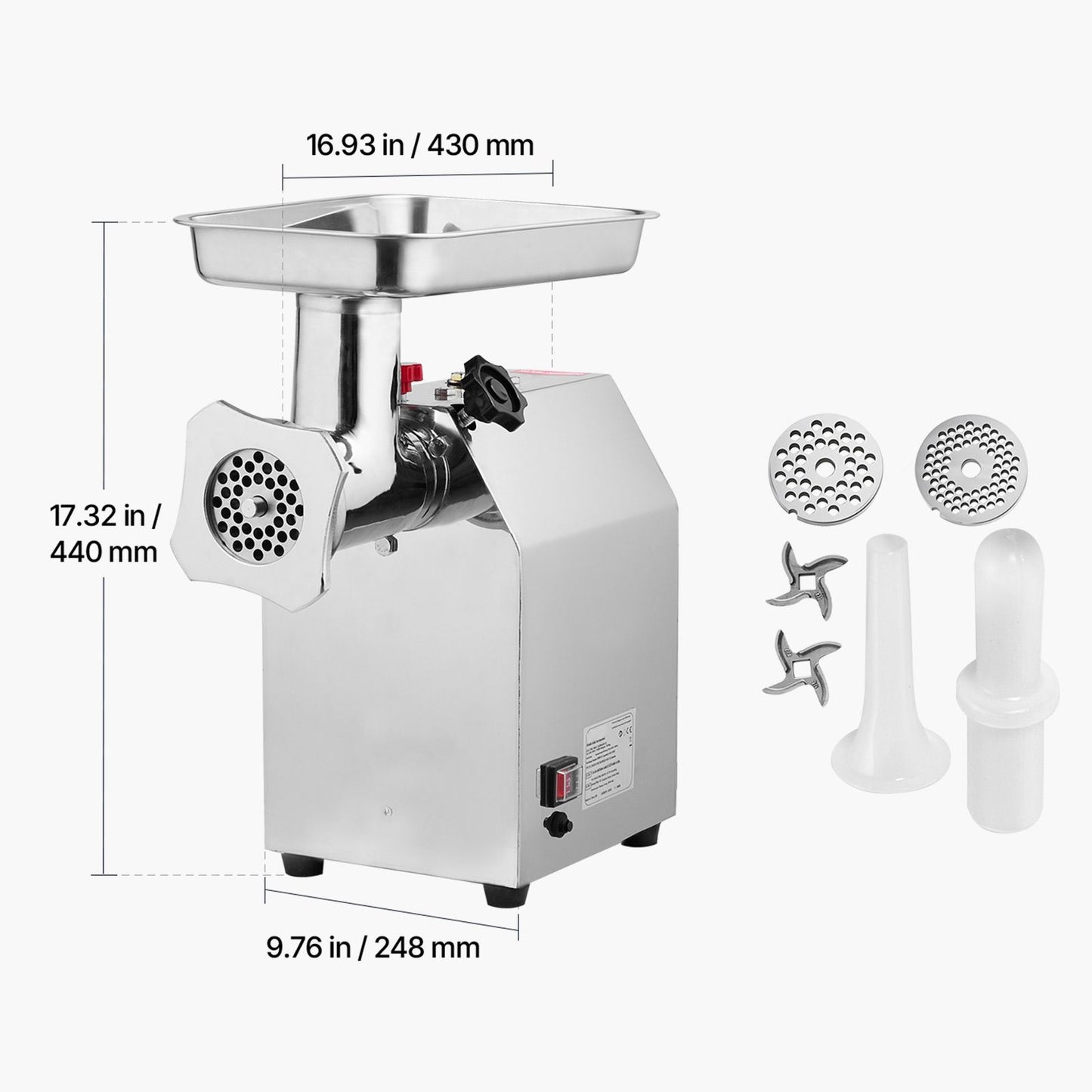 VEVOR Commercial Electric Meat Grinder 9.2 Lbs/Min Sausage Stuffer Maker Kitchen