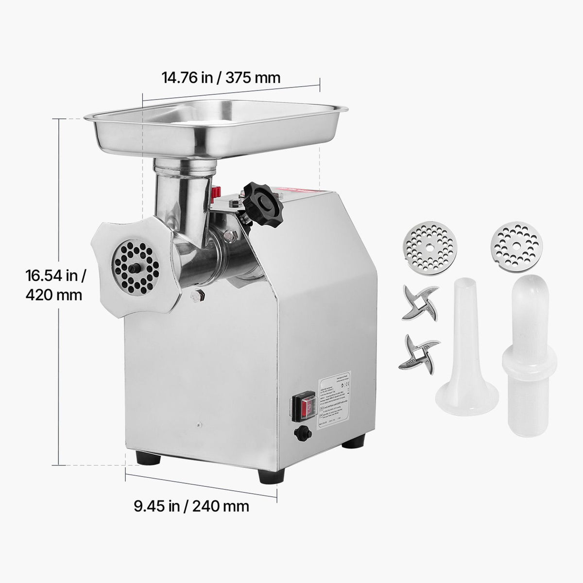 Commercial Electric Meat Grinder 5.5 Lbs/Min Sausage Stuffer Maker Kitchen