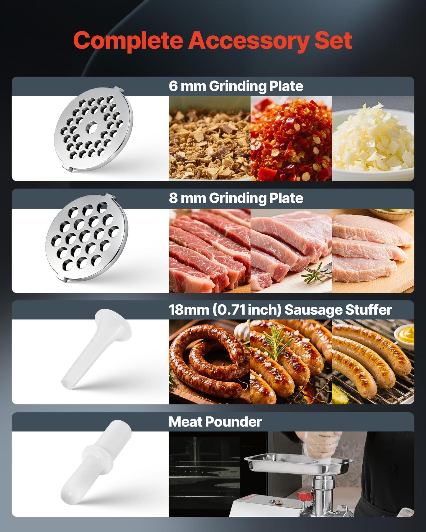 VEVOR Commercial Electric Meat Grinder 4.5 Lbs/Min Sausage Stuffer Maker Kitchen