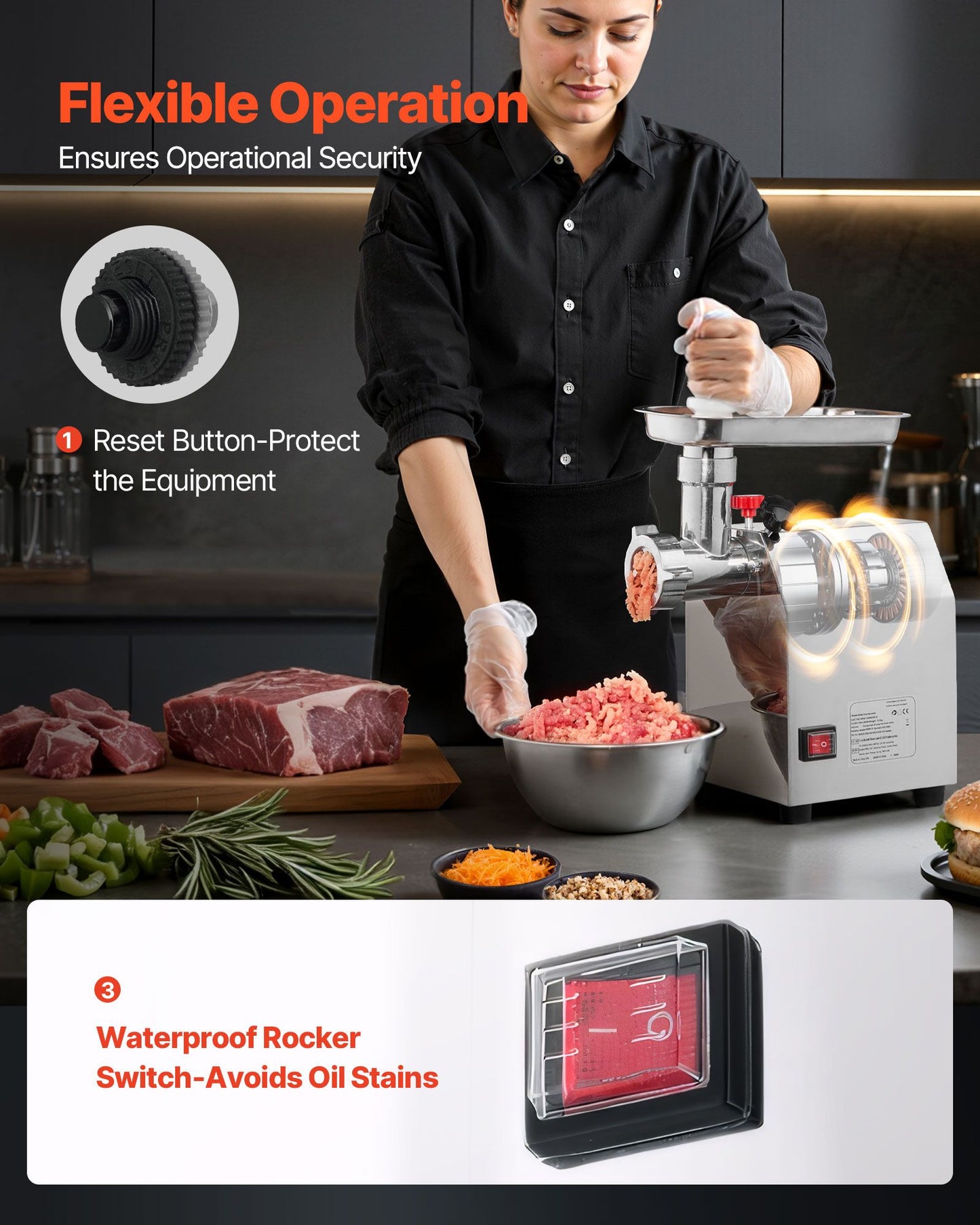 VEVOR Commercial Electric Meat Grinder 4.5 Lbs/Min Sausage Stuffer Maker Kitchen