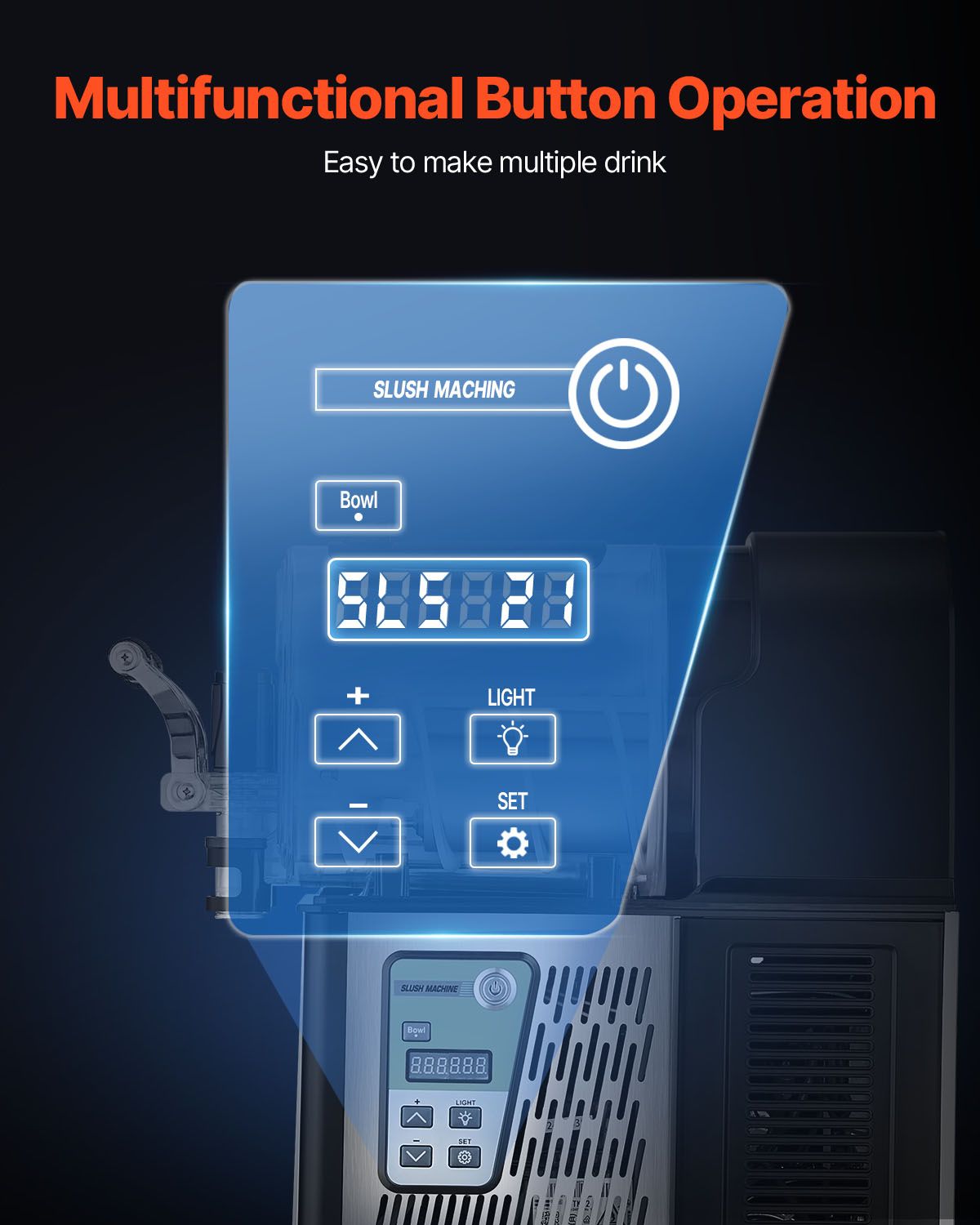 VEVOR 3L Commercial Slushy Machine Margarita Smoothie Frozen Drink Maker