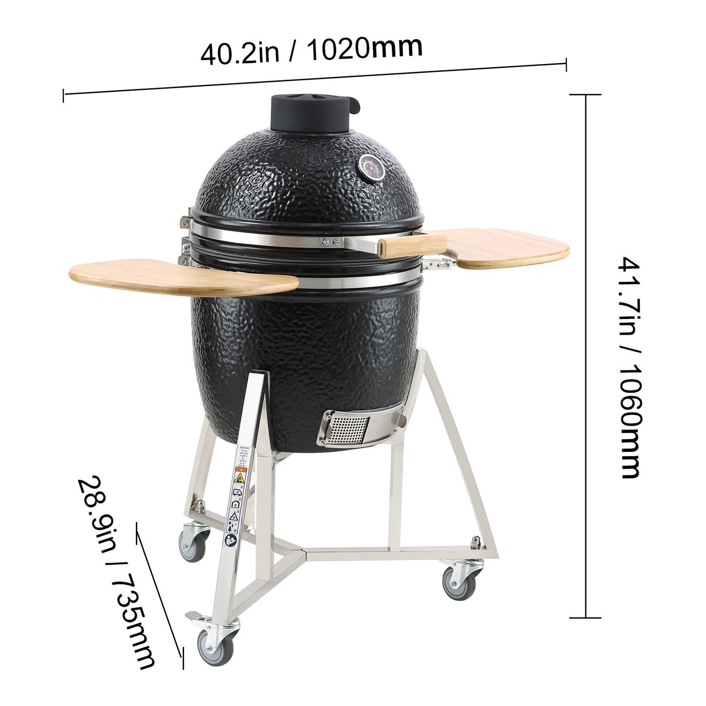 VEVOR Portable Charcoal Grill, Propane Gas Grills with Cover and Cart, Heavy Duty Stainless Steel BBQ Grill, Mini Smoker for Outdoor Cooking, Barbecue Camping, Picnic, and Backyard, Black