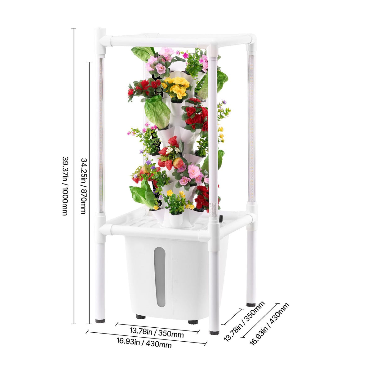 VEVOR Hydroponic Growing System with Grow Light 30 Pods Hydroponic Tower Garden