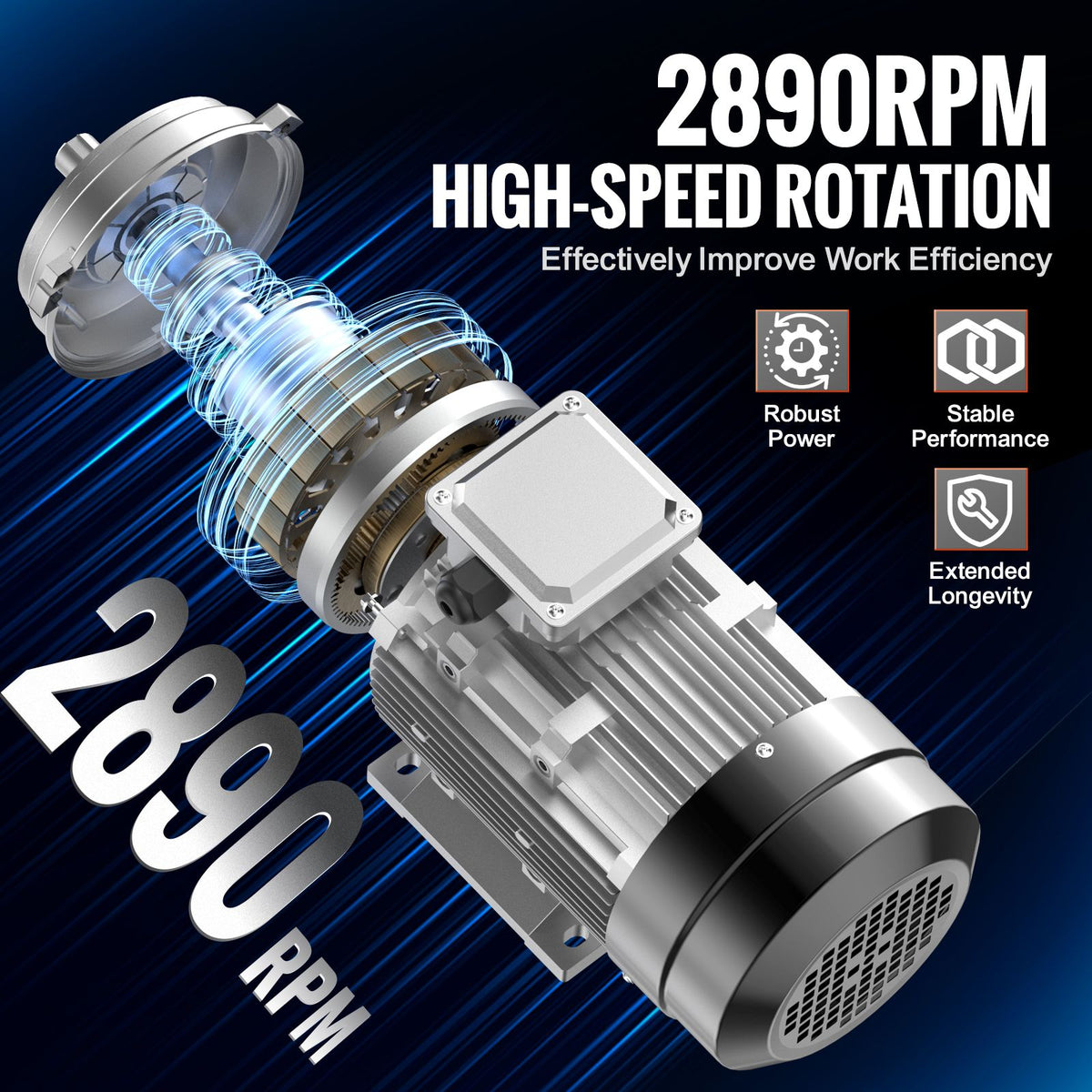 2.2KW Electric Motor 2890 rpm, AC 400V 4.7A, 90L, B3 Frame, Air Compressor Motor 3-Phase, 24mm Keyed Shaft, CW/CCW Rotation for Agricultural Machinery and General Equipment