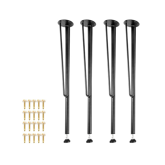 VEVOR Hairpin Table Legs Metal Coffee Table Legs Desk 28" Height 3-Rod Set of 4