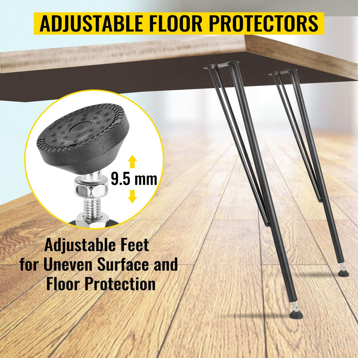 VEVOR Hairpin Table Legs Metal Coffee Table Legs Desk 28" Height 3-Rod Set of 4