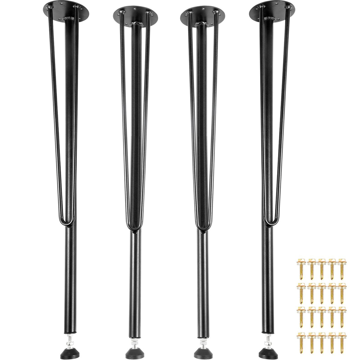 VEVOR Hairpin Table Legs Metal Coffee Table Legs Desk 28" Height 3-Rod Set of 4
