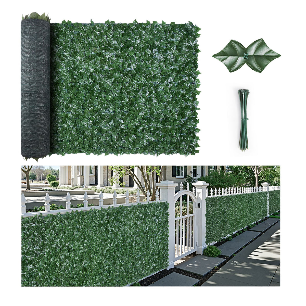 VEVOR Ivy Privacy Fence, 39 x 198in Artificial Green Wall Screen, Greenery Ivy Fence with Mesh Cloth Backing and Strengthened Joint, Faux Hedges Vine Leaf Decoration for Outdoor Garden, Yard, Balcony