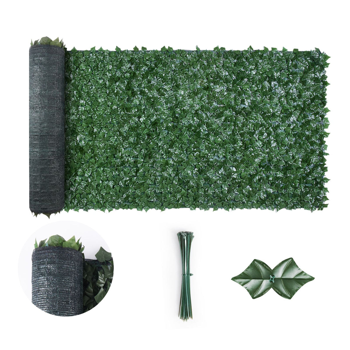 VEVOR Ivy Privacy Fence, 39 x 198in Artificial Green Wall Screen, Greenery Ivy Fence with Mesh Cloth Backing and Strengthened Joint, Faux Hedges Vine Leaf Decoration for Outdoor Garden, Yard, Balcony