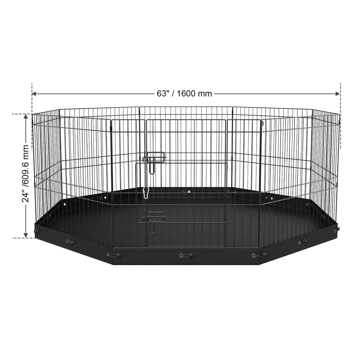 VEVOR Dog Playpen, 8 Panels Foldable Metal Dog Exercise Pen with Bottom Pad, 24" H Pet Fence Puppy Crate Kennel with Ground Stakes, Indoor Outdoor Dog Pen for Small Medium Pets, for Camping, Yard