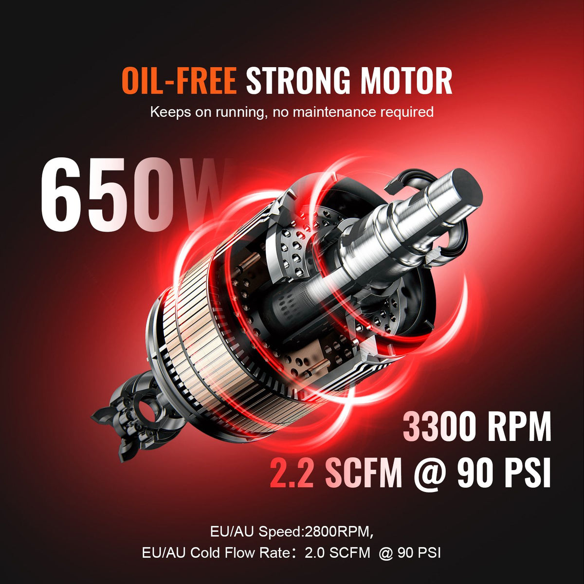 VEVOR Air Compressor Compact Portable Oil Free Compressor 30L 90 PSI