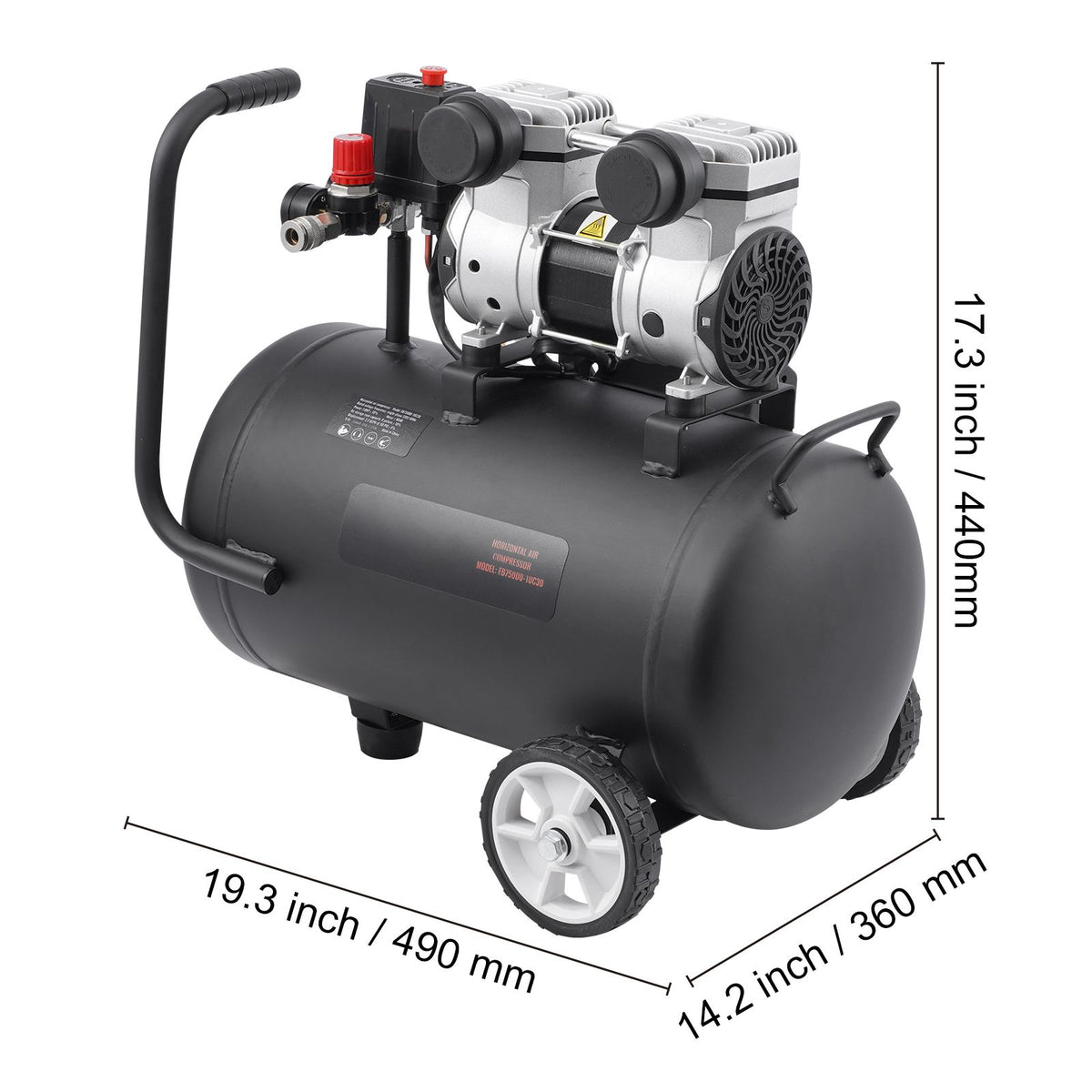 VEVOR Air Compressor Compact Portable Oil Free Compressor 30L 90 PSI