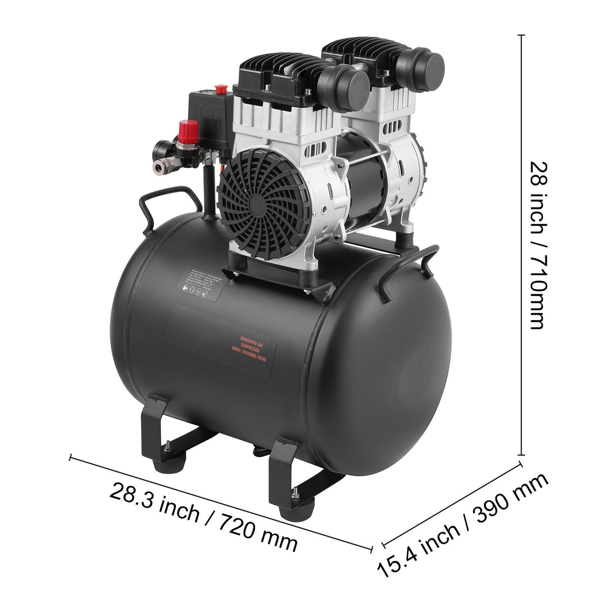VEVOR Air Compressor Compact Portable Oil Free Compressor 40L 90 PSI