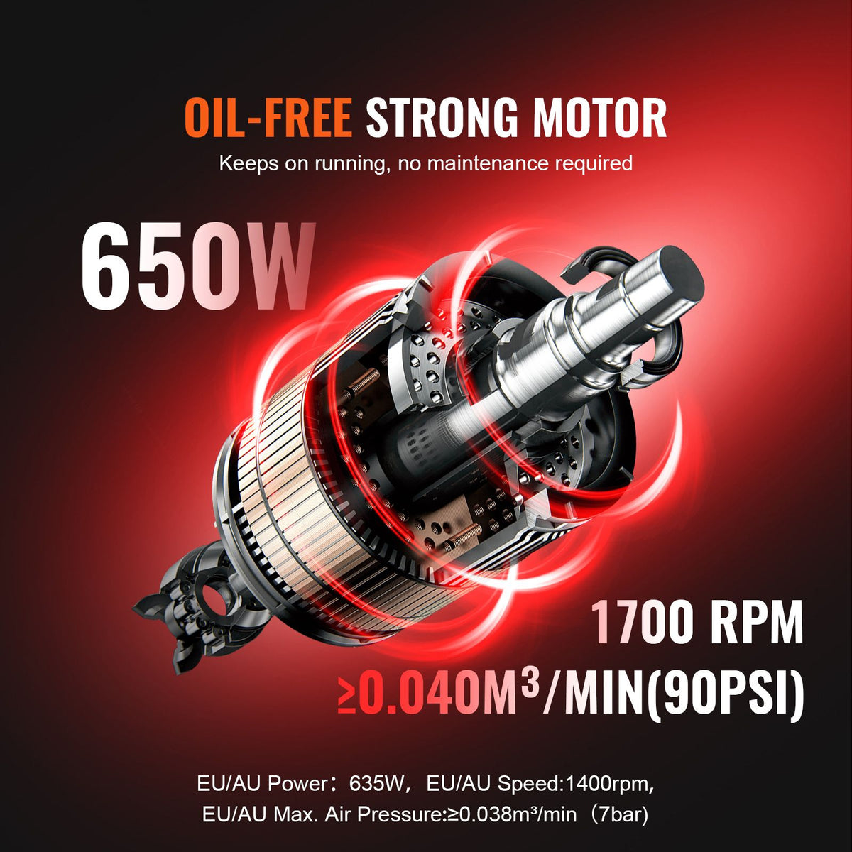VEVOR Air Compressor Compact Portable Oil Free Compressor 4L 7bar