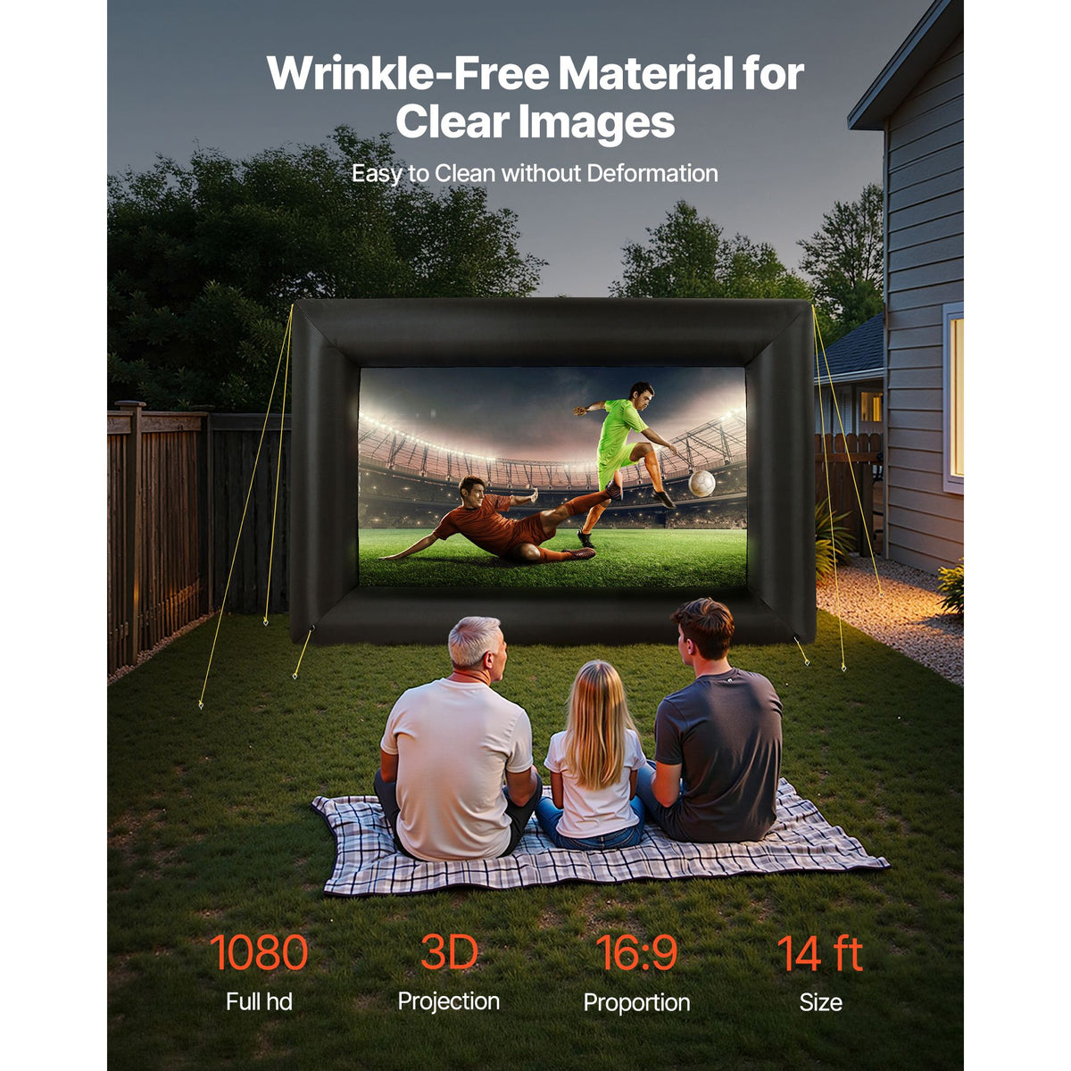 VEVOR 14 ft Inflatable Movie Screen 16:9 600D Movie Projector with Portable Bag