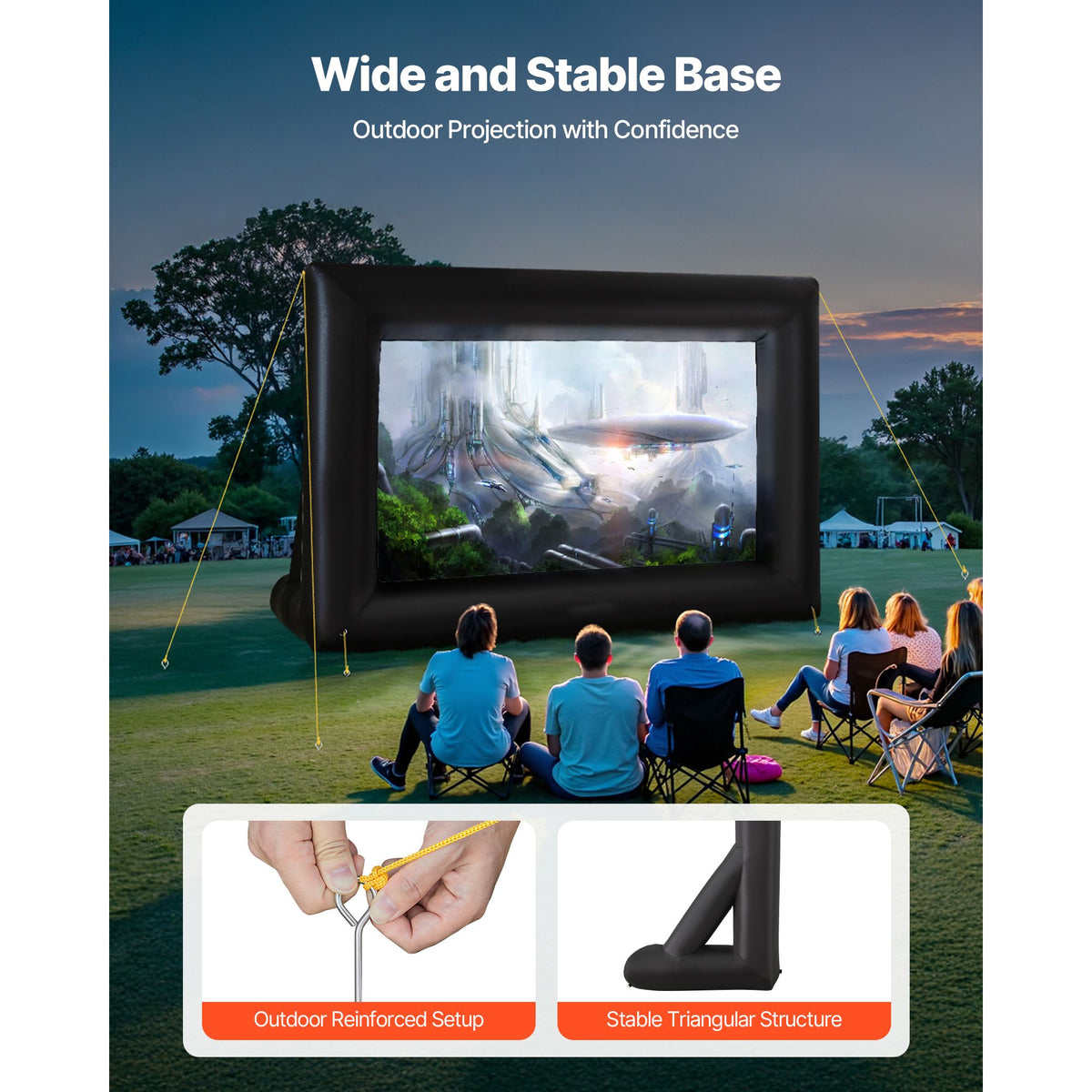 VEVOR 14 ft Inflatable Movie Screen 16:9 600D Movie Projector with Portable Bag