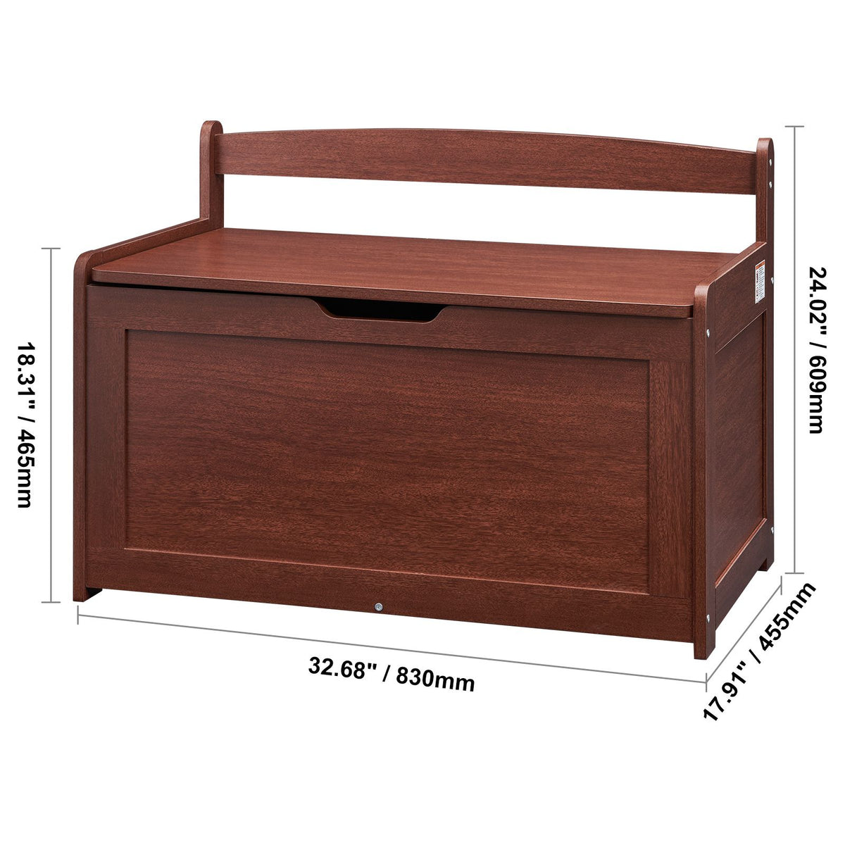 VEVOR Kids Toy Storage Bench Wooden Toy Box Chest 32.68 x 17.91 x 24.02" Cherry