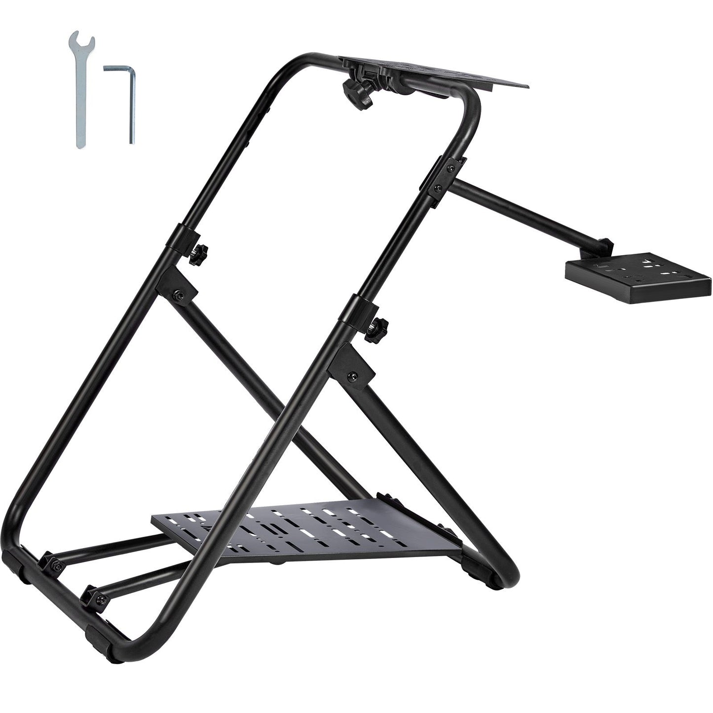 VEVOR Foldable Racing Steering Wheel Stand, Height Adjustable Universal Base Compatible with Logitech & Thrustmaster Racing Wheel and Pedal, Heavy-duty Frame Standard GT/Formula Seating Portable