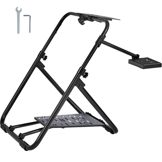 VEVOR Foldable Racing Steering Wheel Stand, Height Adjustable Universal Base Compatible with Logitech & Thrustmaster Racing Wheel and Pedal, Heavy-duty Frame Standard GT/Formula Seating Portable