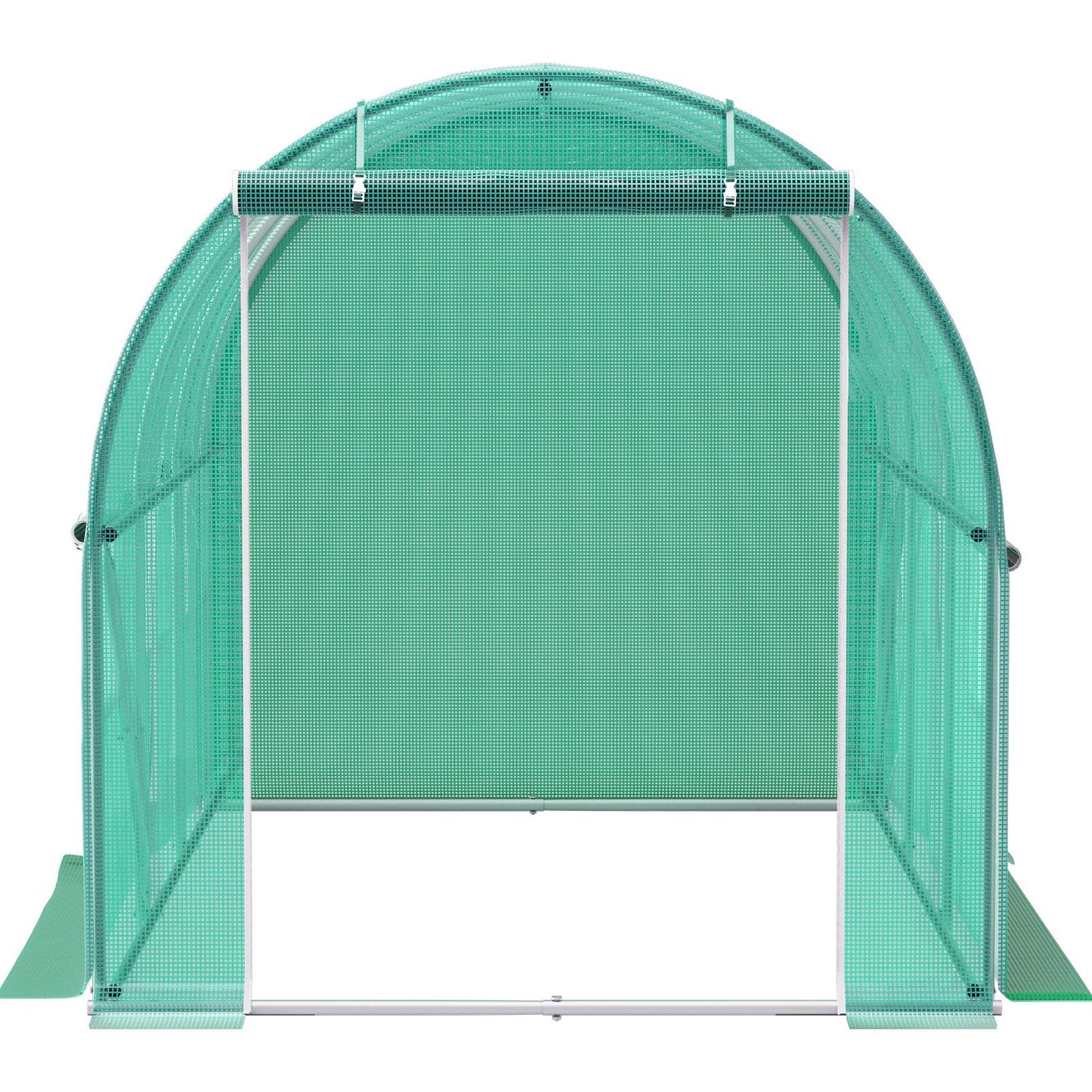VEVOR Walk-in Tunnel Greenhouse, 3 x 2 x 2 m, Portable Plant Hot House with Galvanised Steel Frame, 1 Top Bar, Diagonal Poles, Zipper Door and 6 Roll-Up Windows, Green