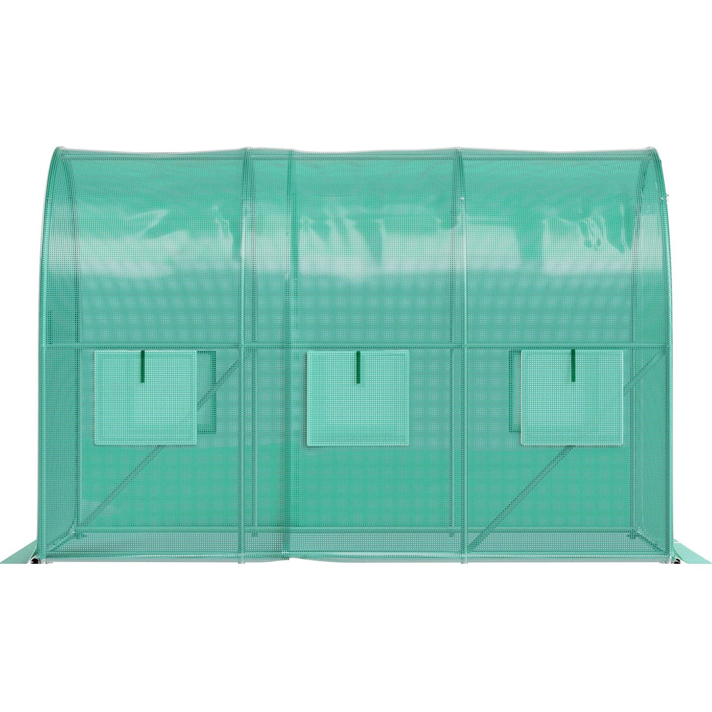 VEVOR Walk-in Tunnel Greenhouse, 3 x 2 x 2 m, Portable Plant Hot House with Galvanised Steel Frame, 1 Top Bar, Diagonal Poles, Zipper Door and 6 Roll-Up Windows, Green