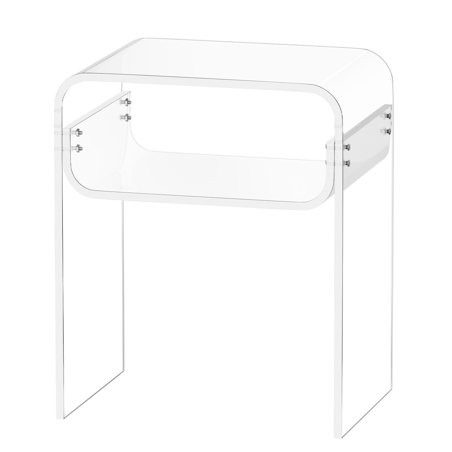 VEVOR Acrylic Side Table, 2 Tiers Clear Bedside Table with Storage Shelf, Modern Rectangle Acrylic End Desk, Transparent Thick Nightstand for Bedroom, Living Room, Study, 30 x 40 x 50 cm (Clear)