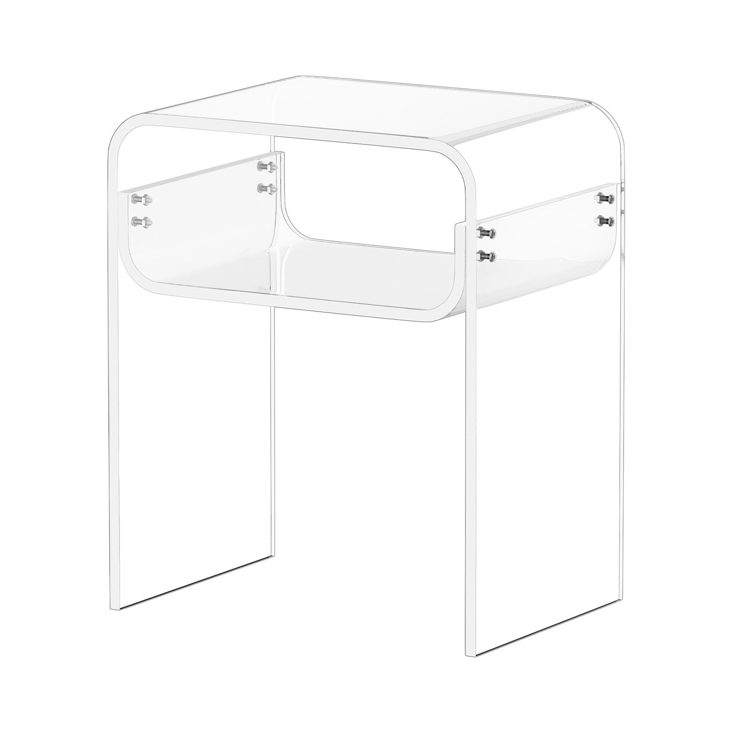 VEVOR Acrylic Side Table, 2 Tiers Clear Bedside Table with Storage Shelf, Modern Rectangle Acrylic End Desk, Transparent Thick Nightstand for Bedroom, Living Room, Study, 30 x 40 x 50 cm (Clear)