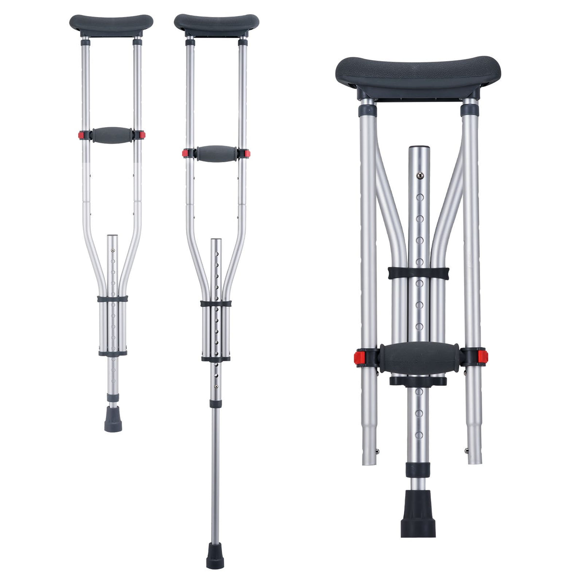 Underarm Crutches, 13-Level Height Adjustable Underarm Walking Crutches, Lightweight Aluminum Crutches for Adults Teenager - with Soft Underarm Pad for Leg Injury Surgery Disabled, 1 Pair 300LBS