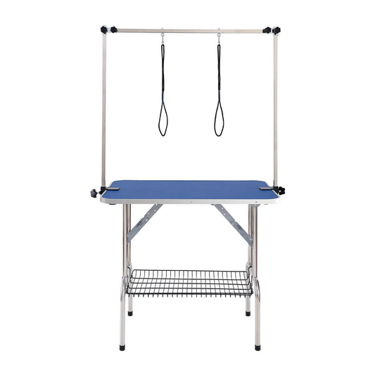 VEVOR Pet Grooming Table Two Arms with Clamp, 915 x 610mm Dog Grooming Station, Foldable Pets Grooming Stand for Medium and Small Dogs, Free Two No Sit Haunch Holder with Grooming Loop, Bearing 150kg