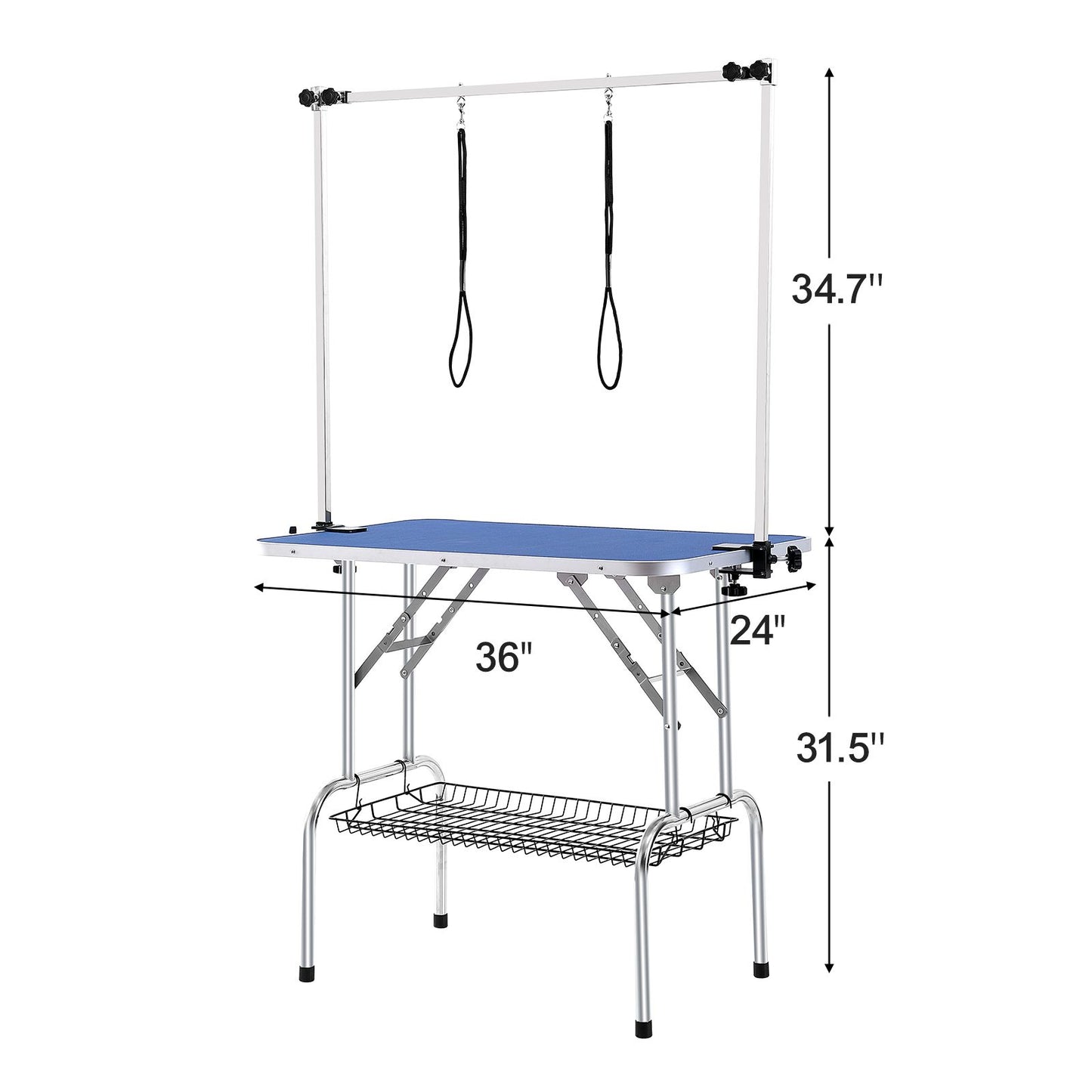VEVOR Pet Grooming Table Two Arms with Clamp, 915 x 610mm Dog Grooming Station, Foldable Pets Grooming Stand for Medium and Small Dogs, Free Two No Sit Haunch Holder with Grooming Loop, Bearing 150kg