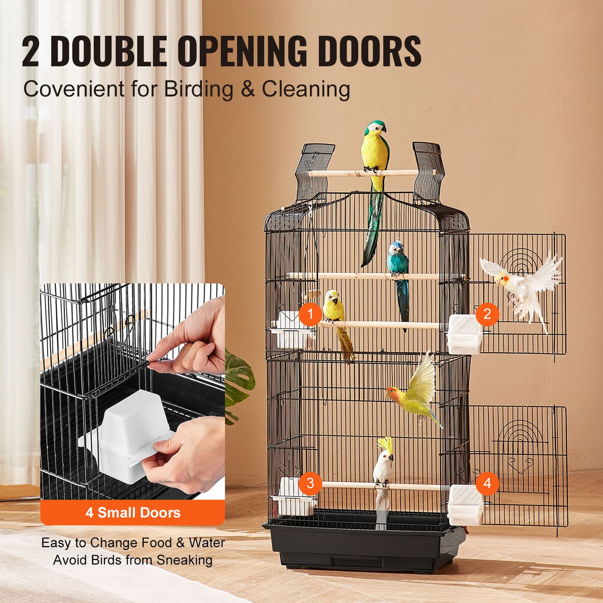 Bird Flight Cage 39 in Hanging Metal Parakeet Cage for Cockatiels Parrot
