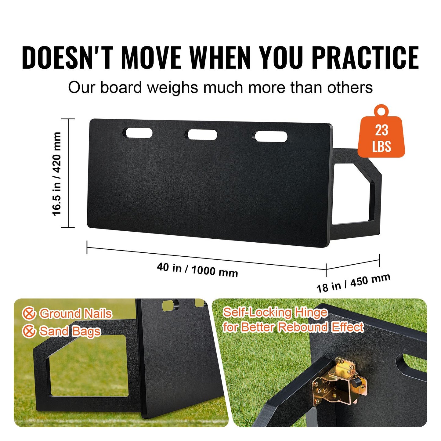 VEVOR Soccer Rebounder Board, 100x40 cm Portable Soccer Wall with 2 Angles Rebound, Foldable HDPE Kickback Rebound Board, Soccer Training Equipment for Kids and Adults, Passing & Shooting Practice